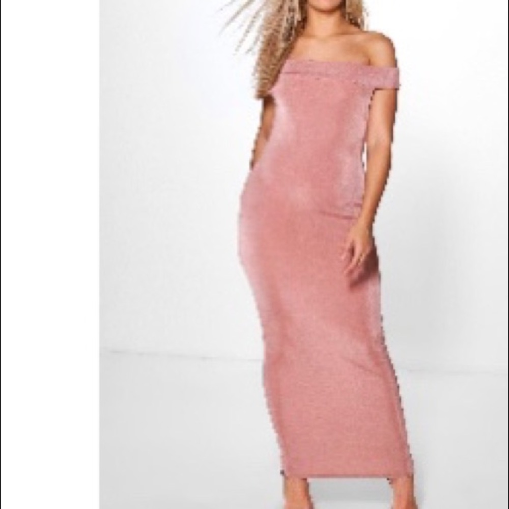 Rose slinky maxi dress